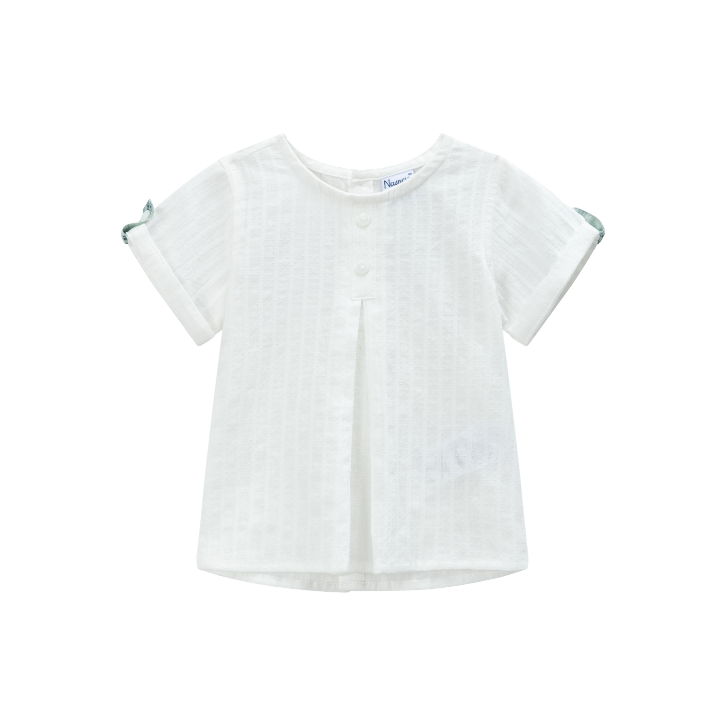 Classic White Pleated Top & Plaid Shorts Set