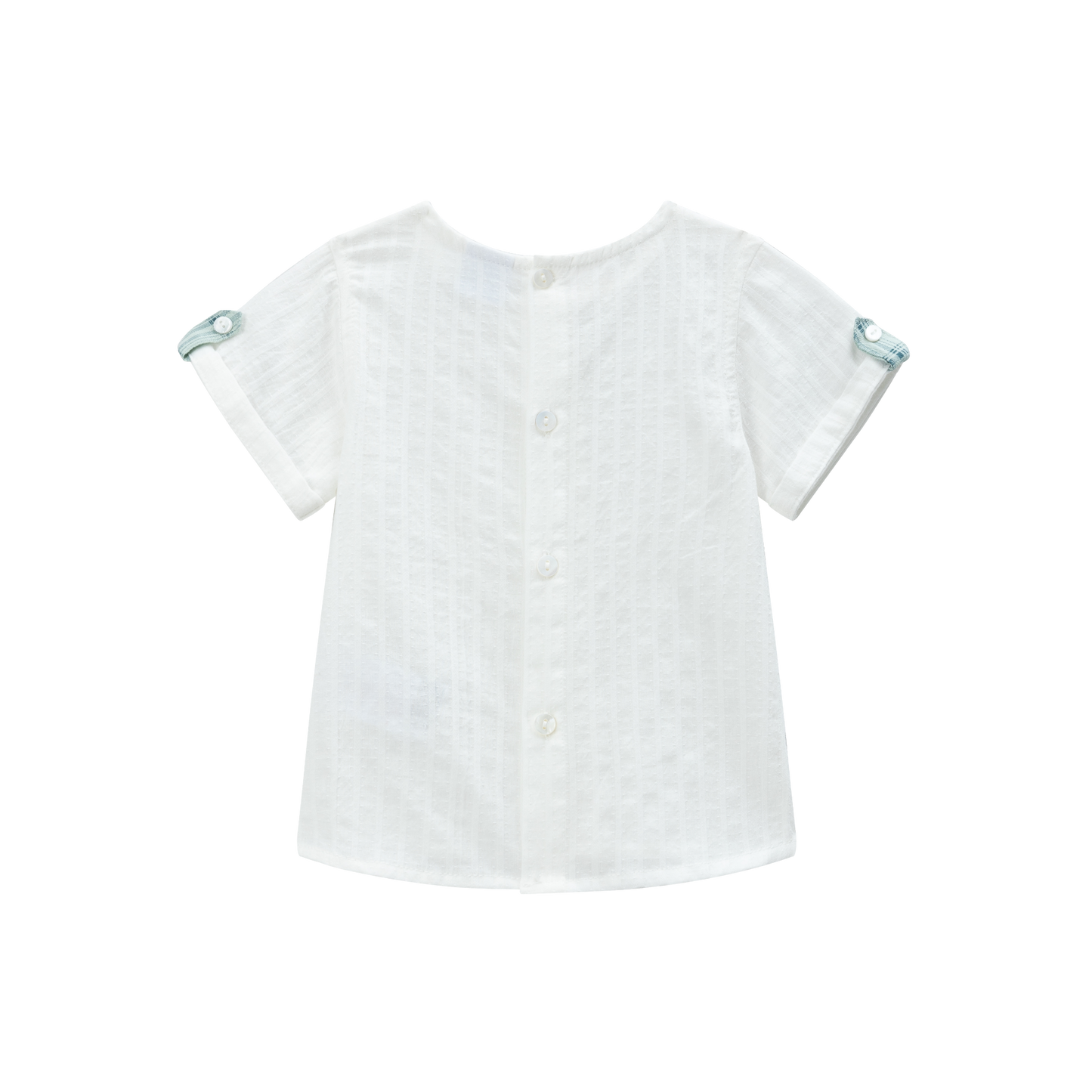 Classic White Pleated Top & Plaid Shorts Set