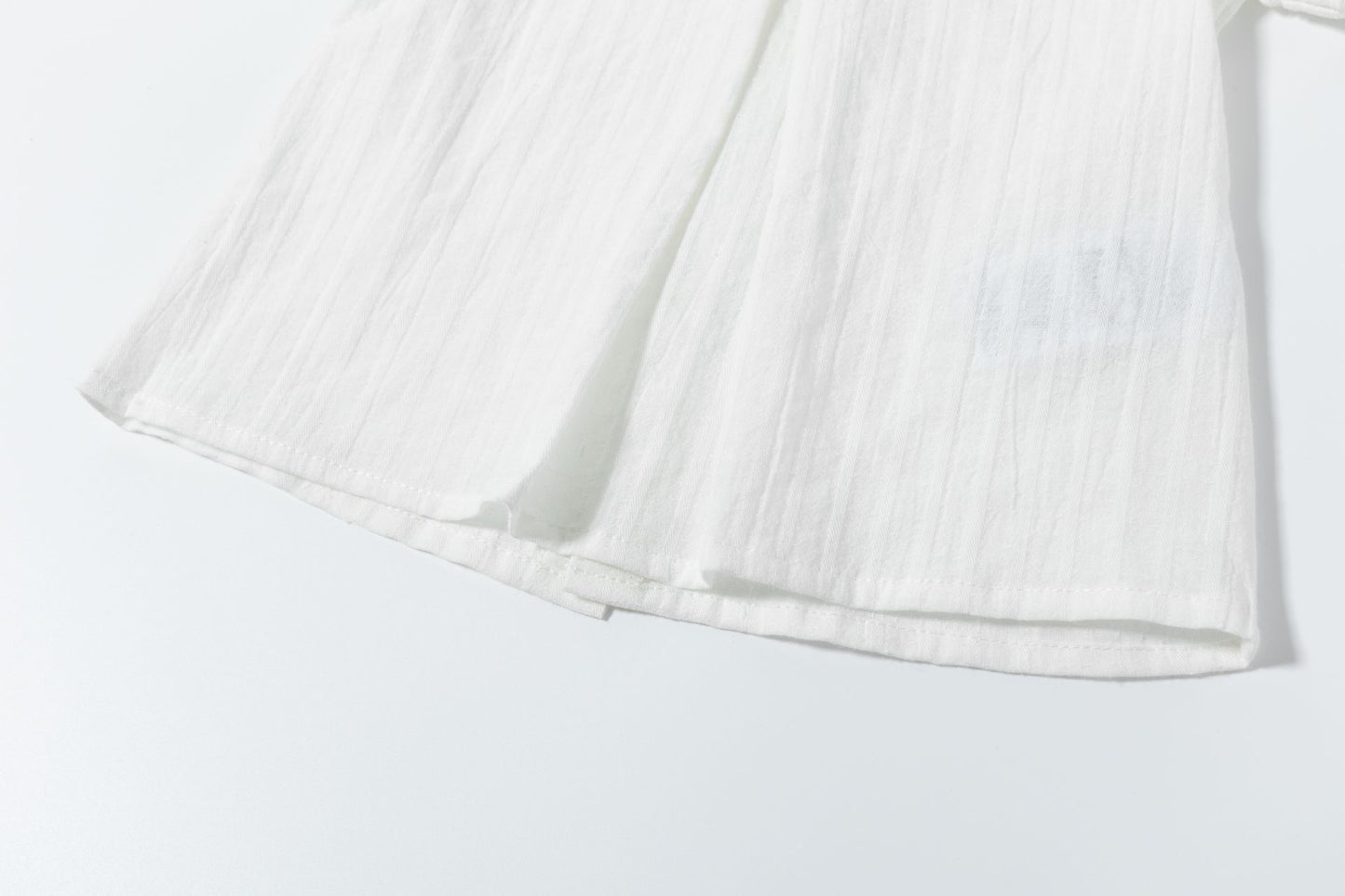 Classic White Pleated Top & Plaid Shorts Set
