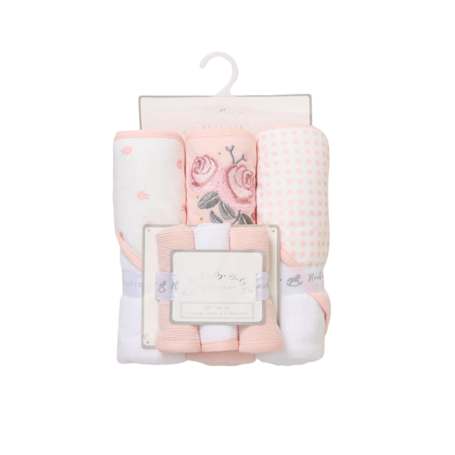 Roses Hooded Towels & Washcloths Set