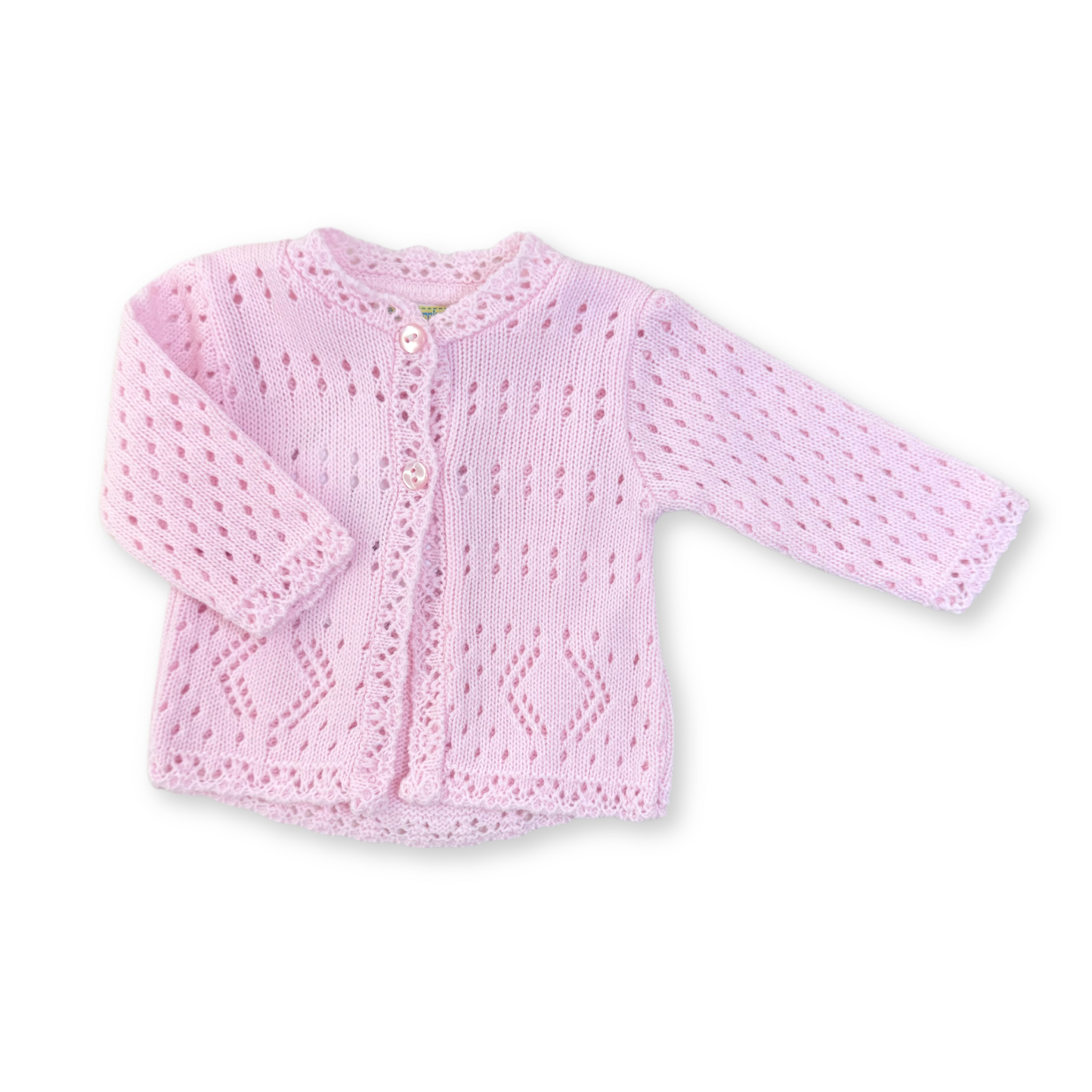 Scalloped Pink Knit Cardigan
