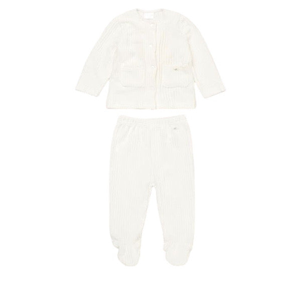 Ivory Ribbed Jacket Set