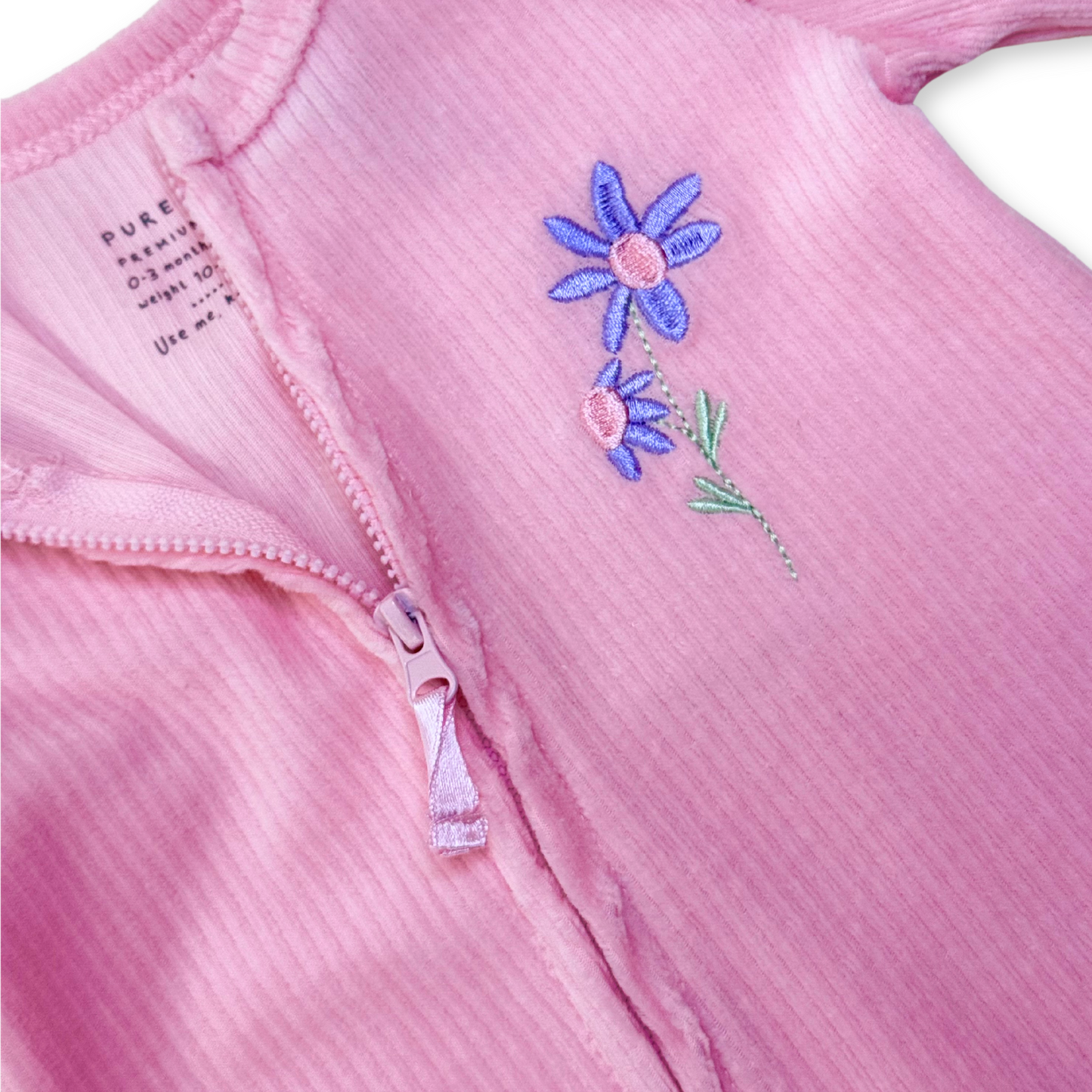 Flower Velour Zip Sleep-suit