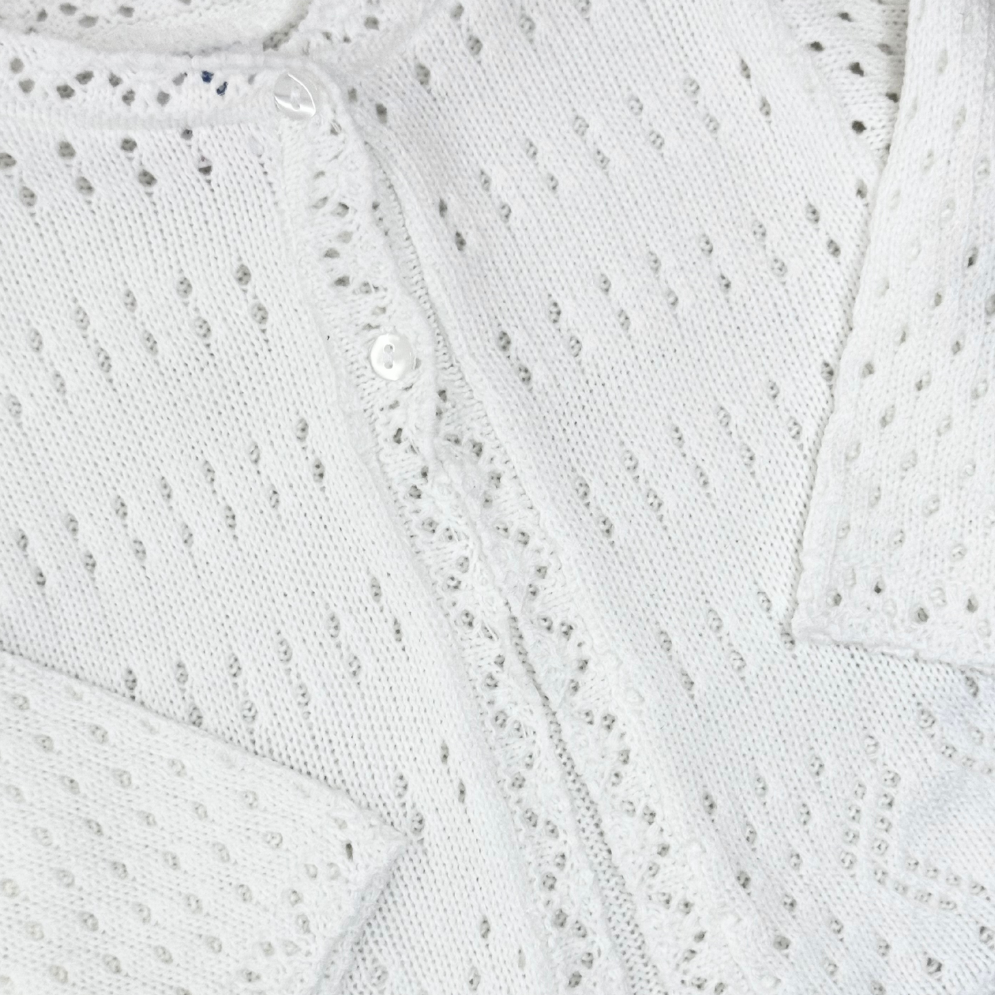 Scalloped White Knit Cardigan