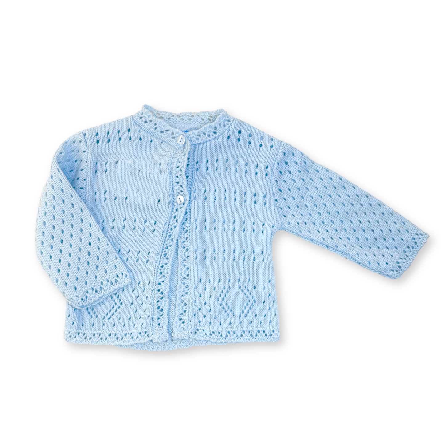 Scalloped Blue Knit Cardigan