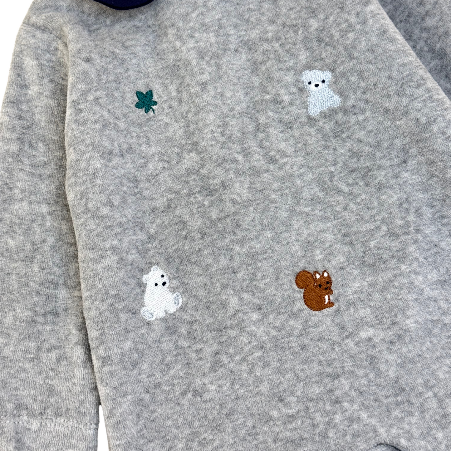 Embroidered Animals Velour Sleep-suit