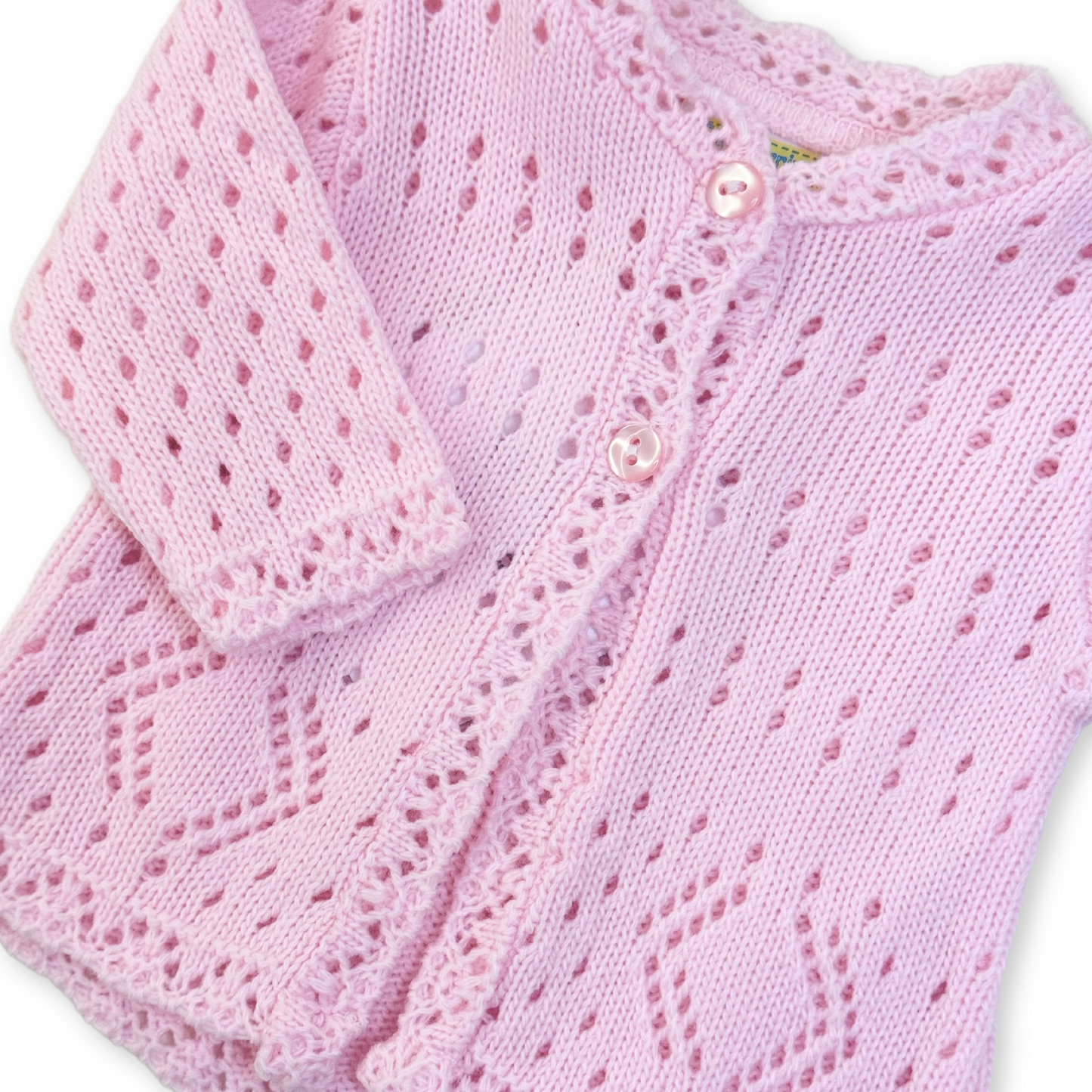 Scalloped Pink Knit Cardigan