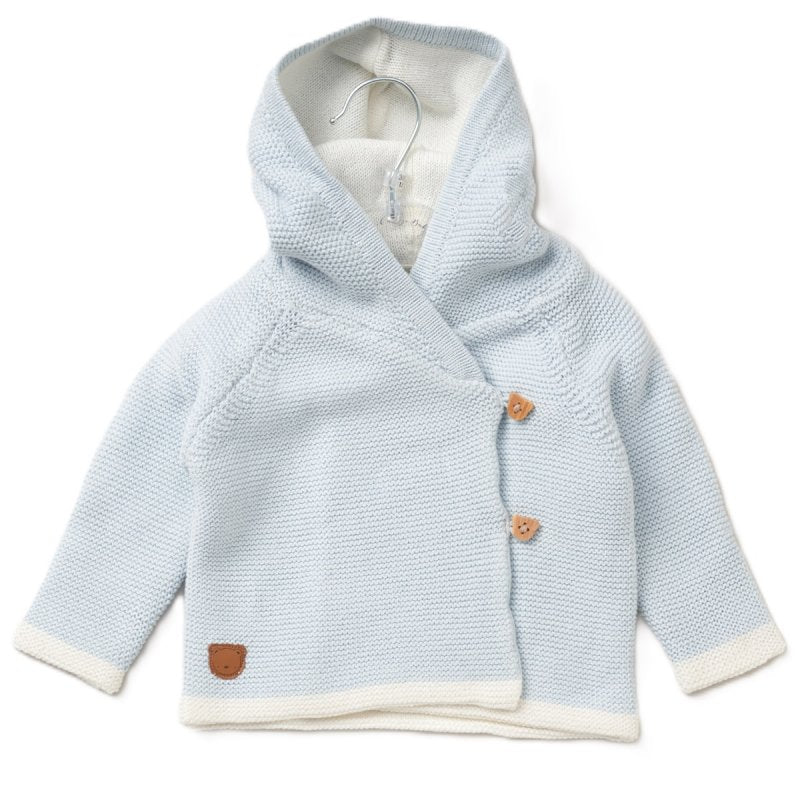 Blue Double Wrap Knit Cardigan