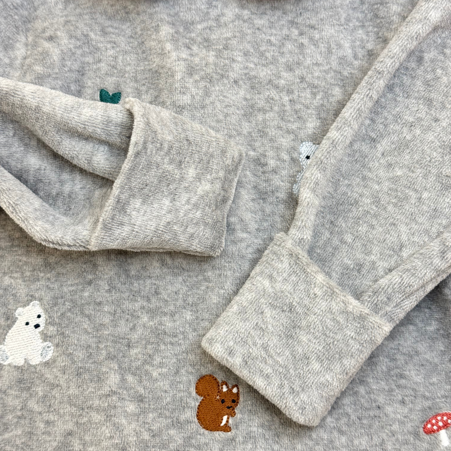 Embroidered Animals Velour Sleep-suit