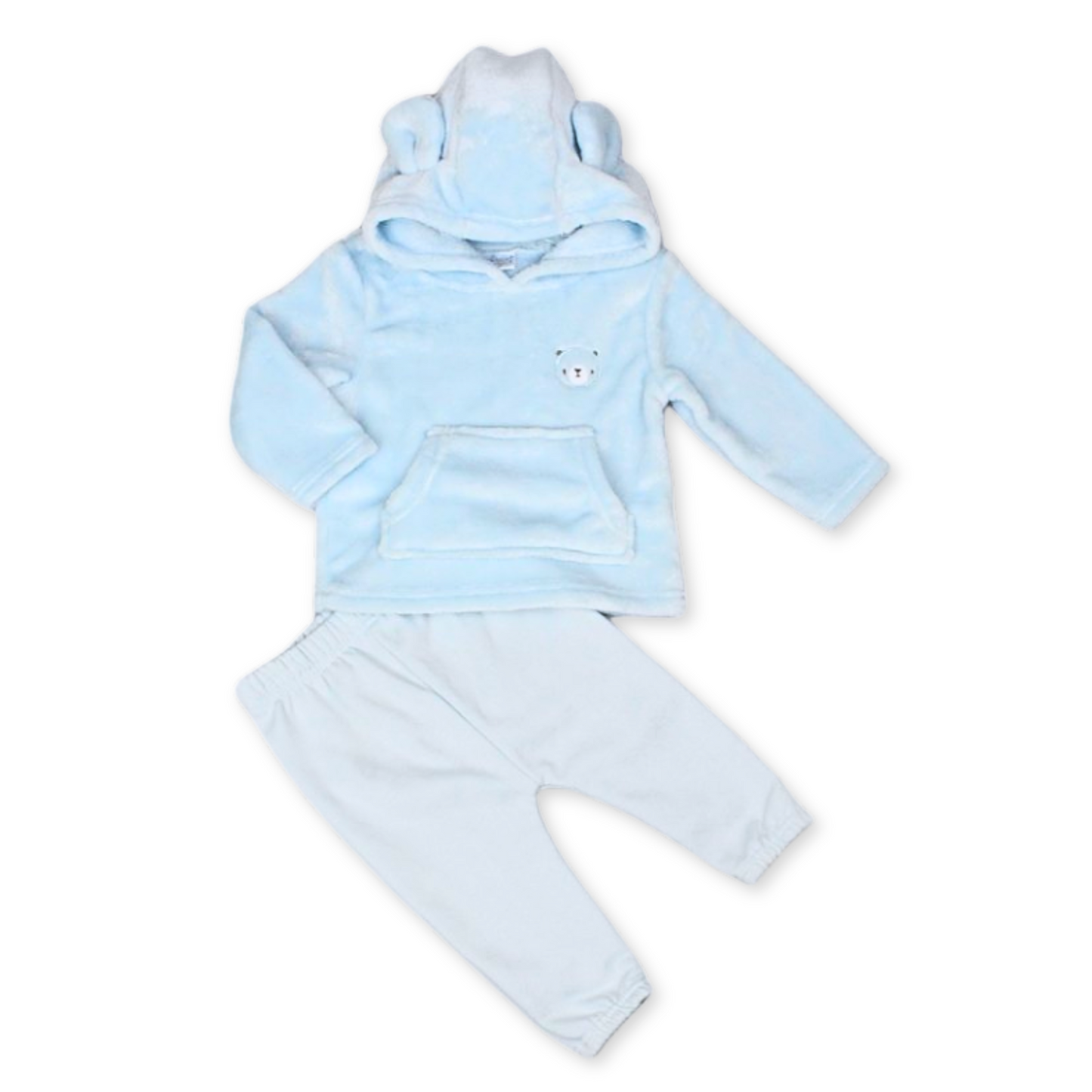 Bear Hooded Plush Fleece Top & Jog Pant Set