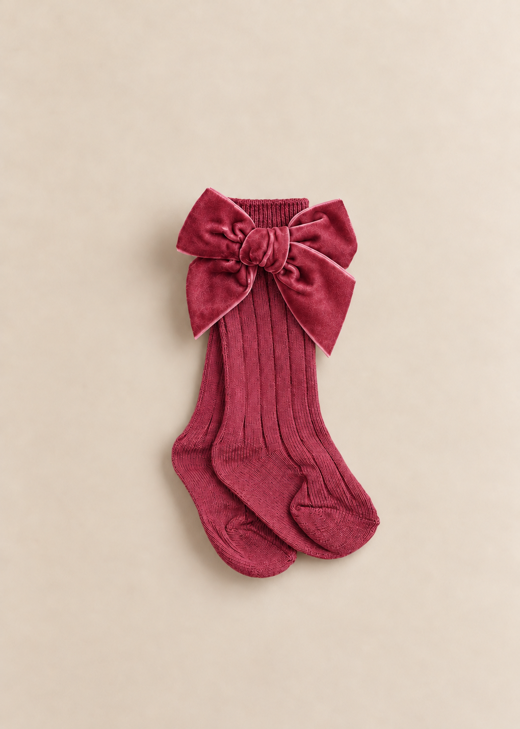 Velvet Bow Knee Socks