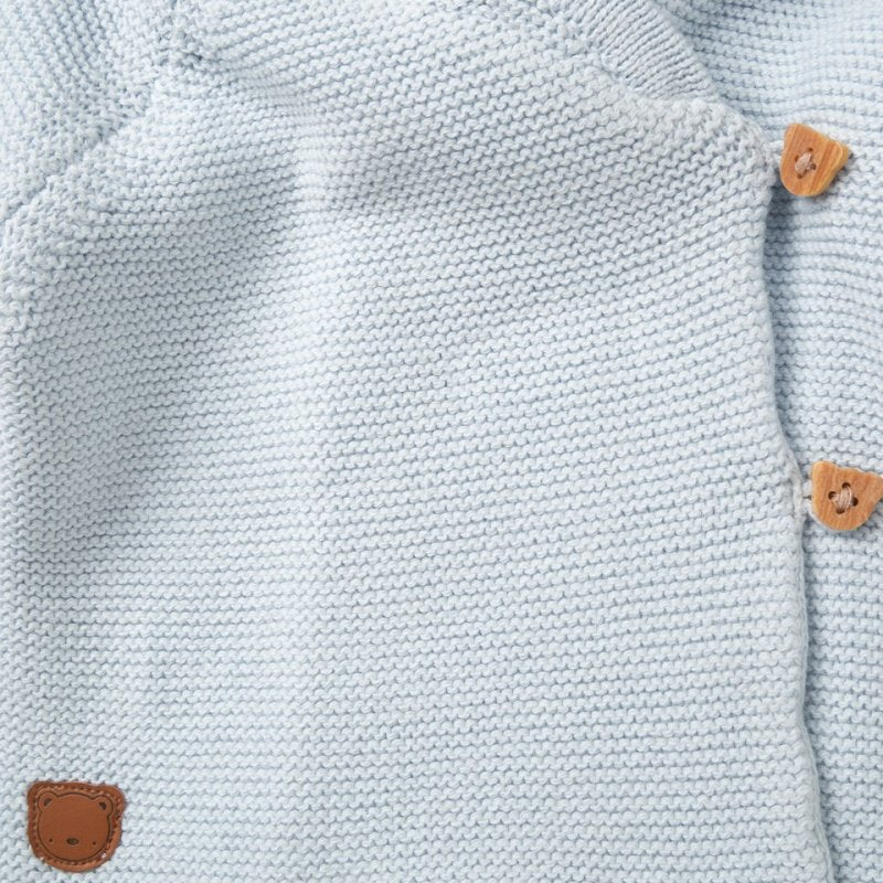 Blue Double Wrap Knit Cardigan
