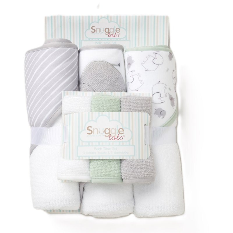 Elephant Hooded Towels & Washcloths Set