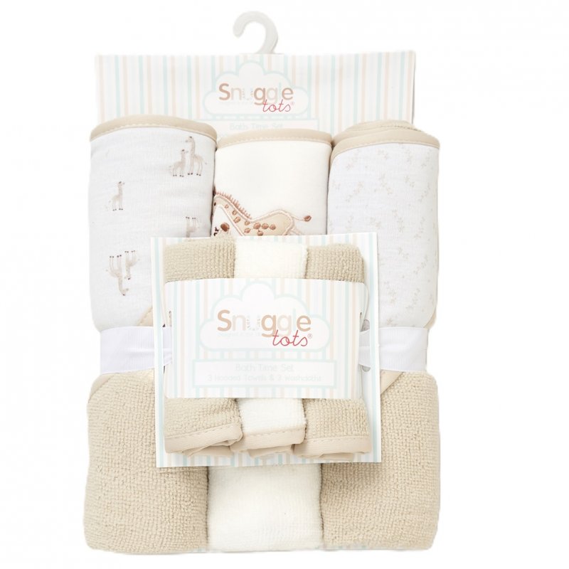 Baby Giraffe Hooded Towels & Washcloths Set