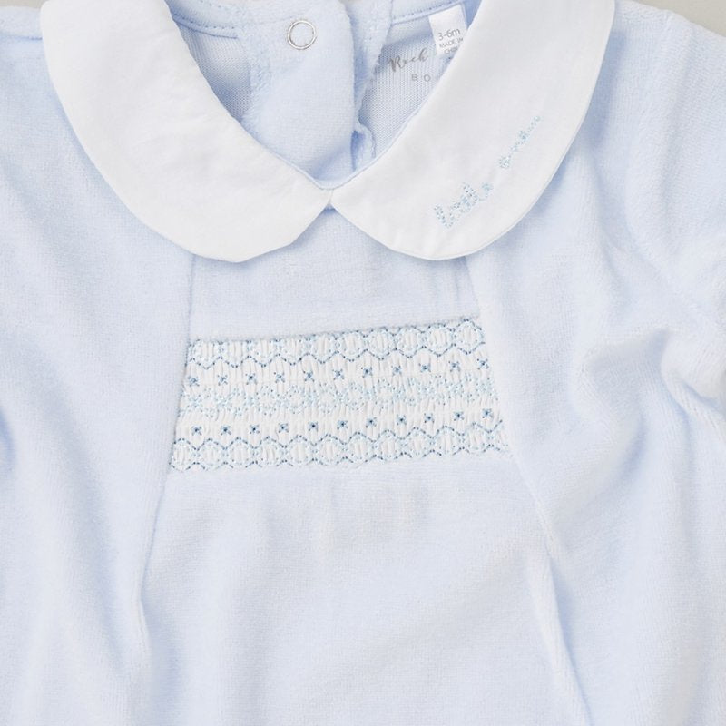 Little One Smocked Velour Sleepsuit