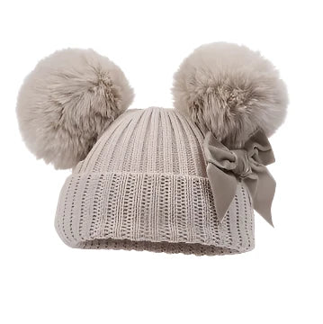Pom Pom Bow Hat