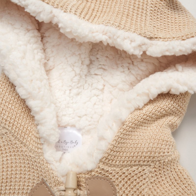 Beige Cardigan with Sherpa & Trousers Set