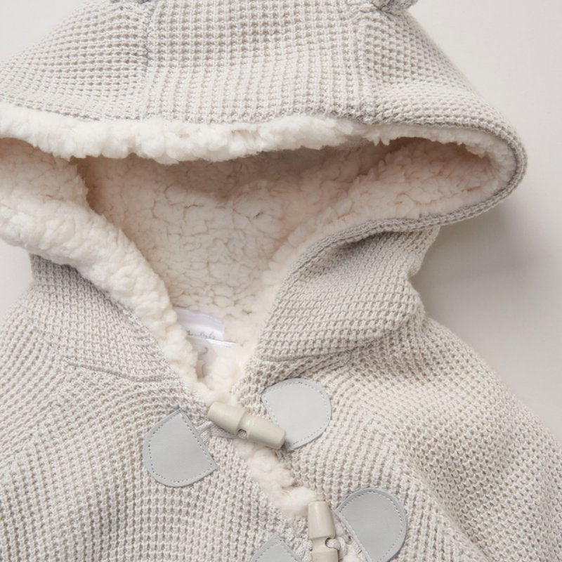 Grey Cardigan with Sherpa & Trousers Set