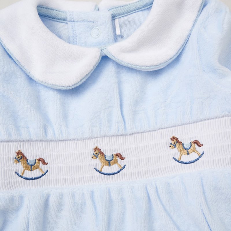 Rocking Horses Velour Sleepsuit