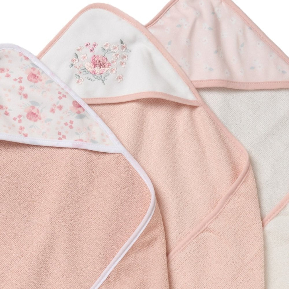 Roses Hooded Towels & Washcloths Set