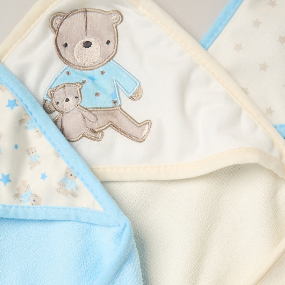 Boy Bear Hooded Towels & Washcloths Set