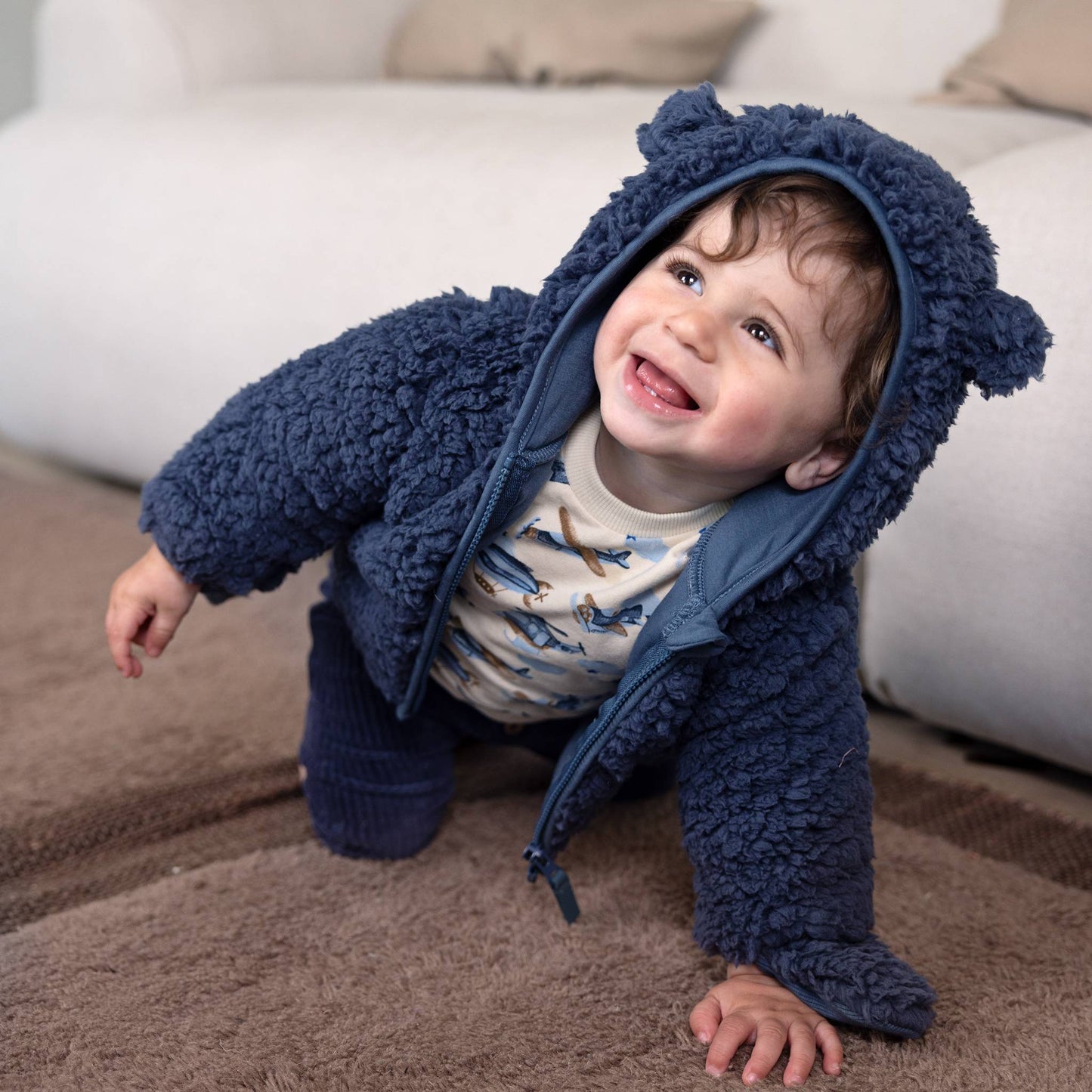Navy Teddy Pramsuit