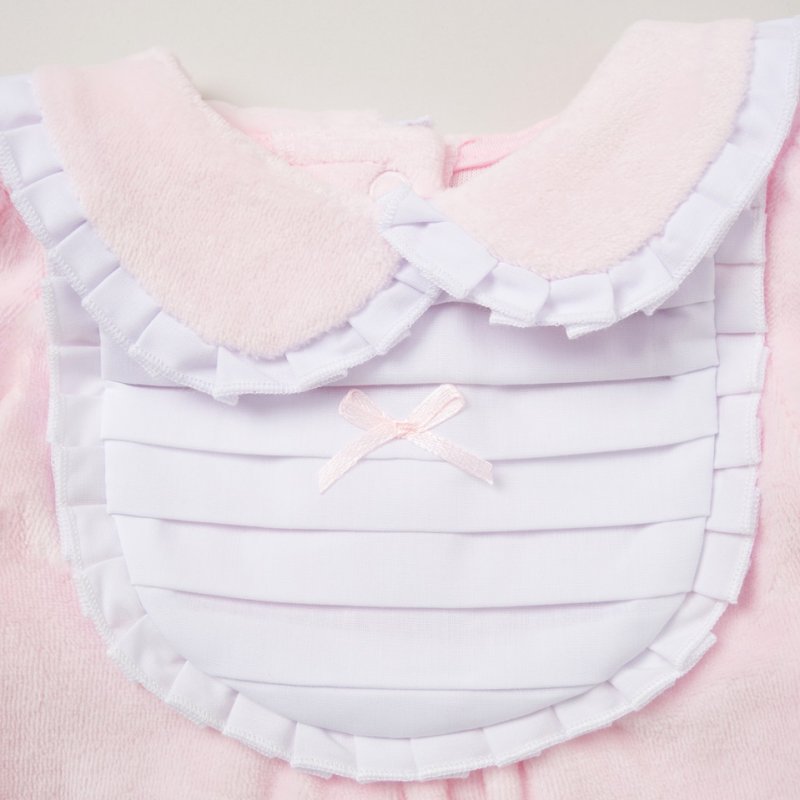 Pleated Bib Pink Velour Sleep-Suit