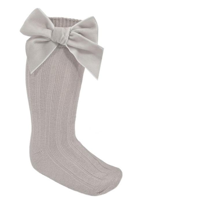 Velvet Bow Knee Socks