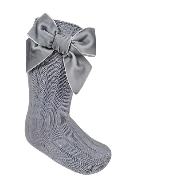 Velvet Bow Knee Socks