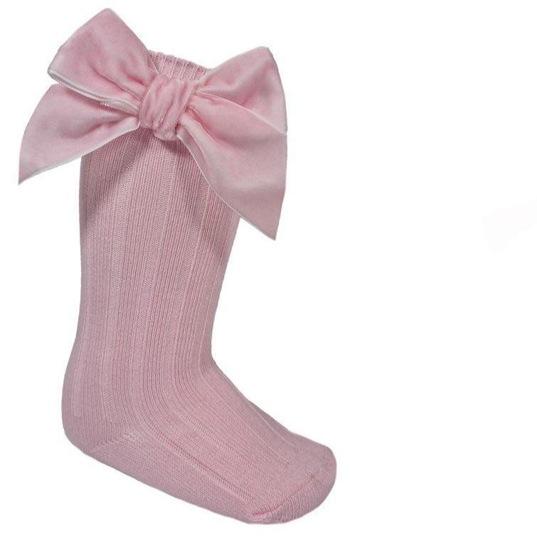 Velvet Bow Knee Socks