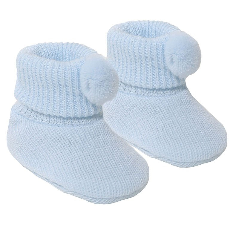 Blue Pom Pom Booties