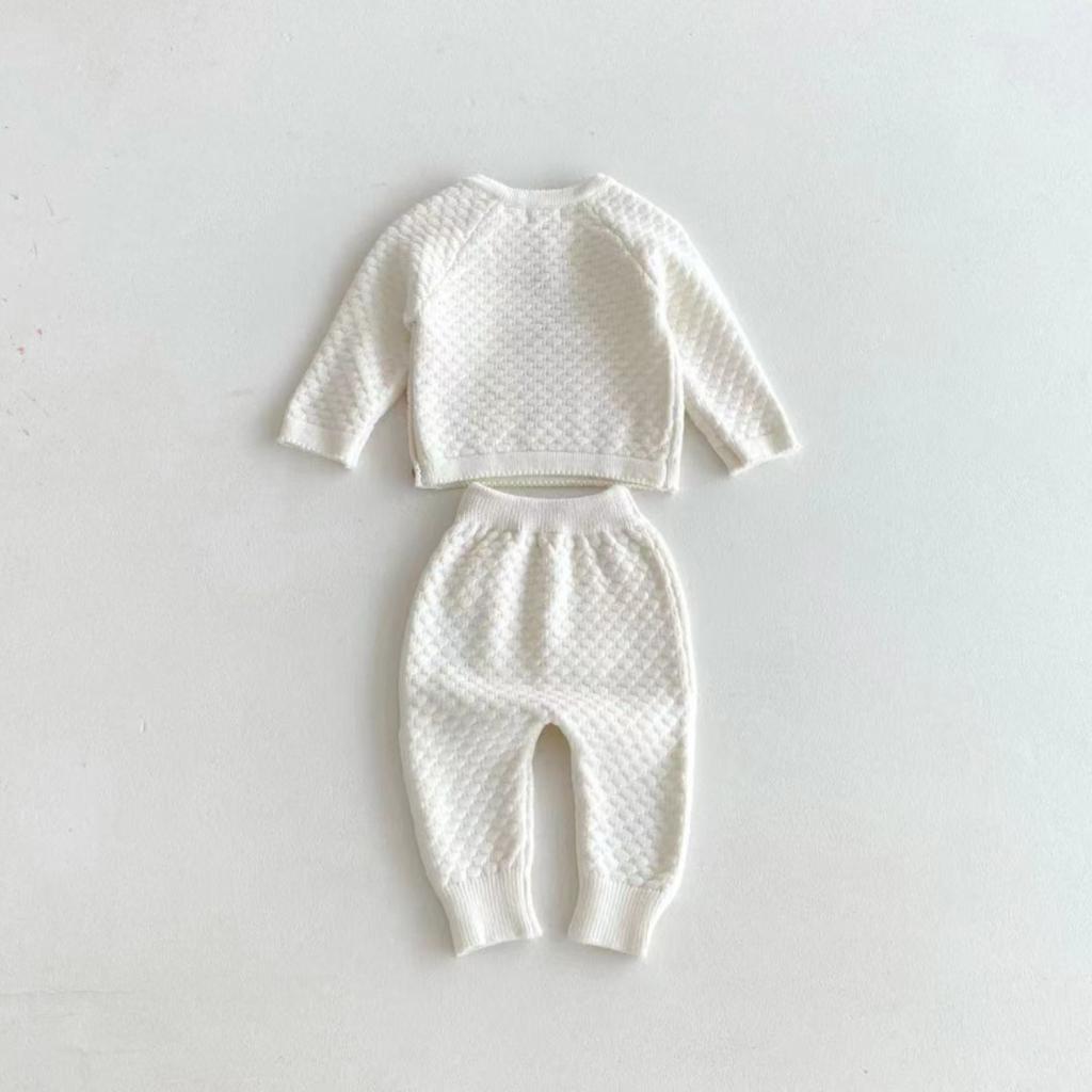 Ivory Honeycomb Knitted Tracksuit