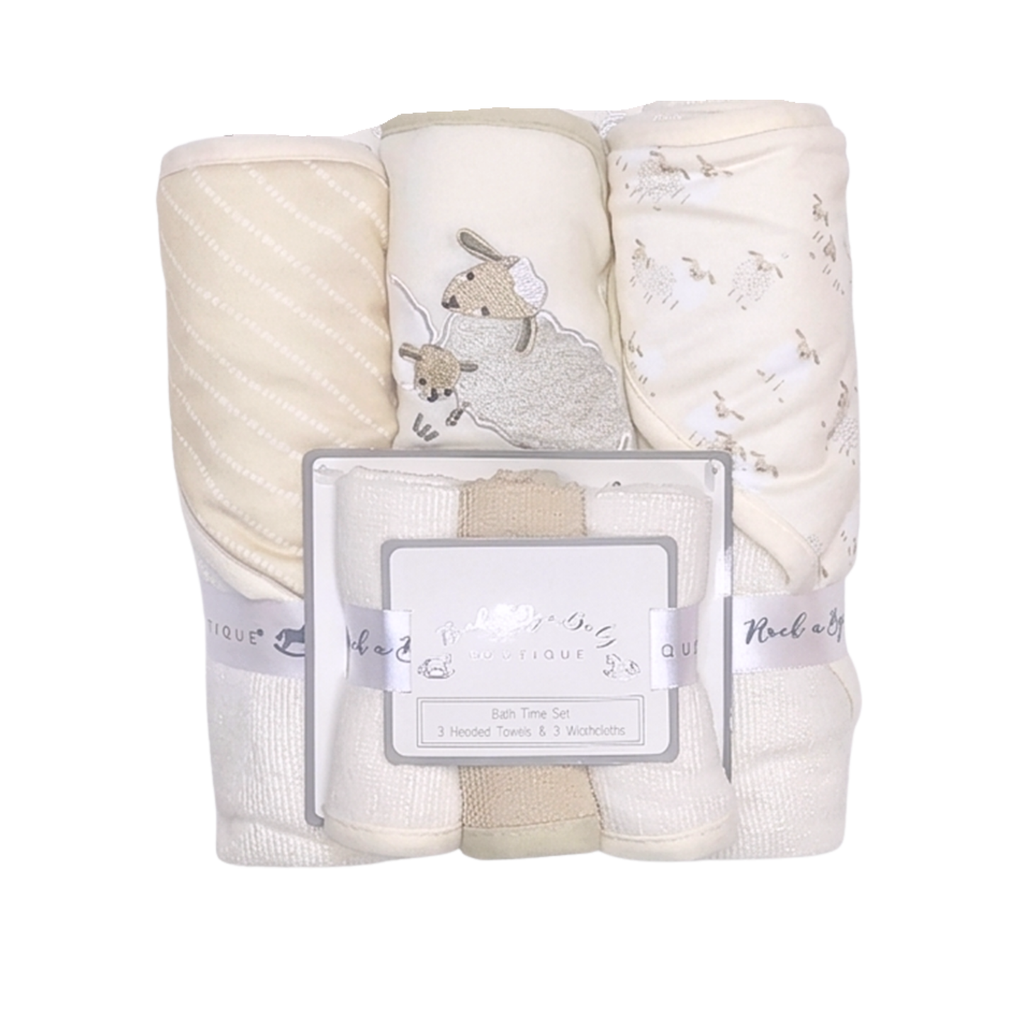 Lamb Hooded Towels & Washcloths Set