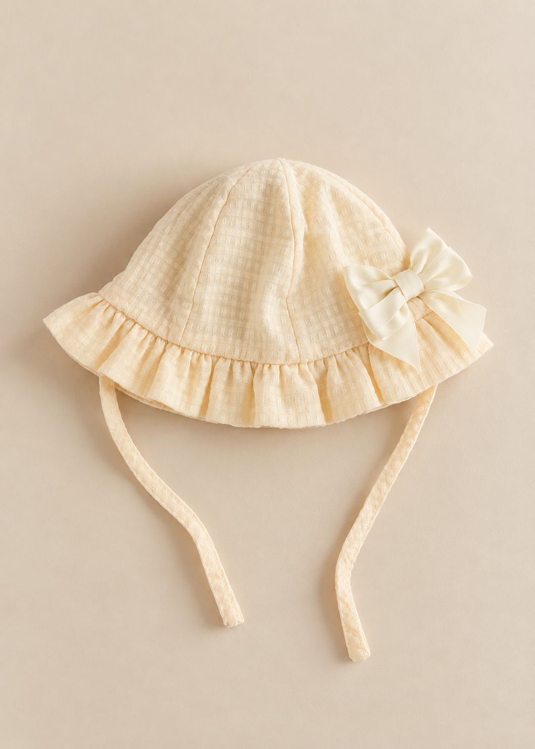 Waffle Bonnet with Satin Bow