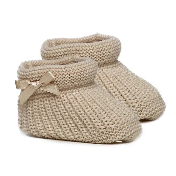 Beige Bow Booties