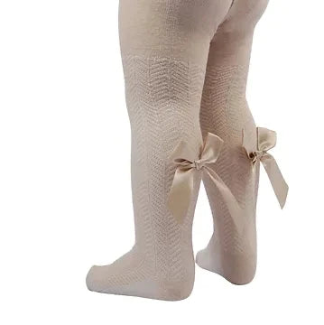 Satin Bow Chevron Tights