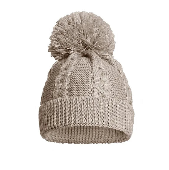 Pom Pom Cable Knit Hat