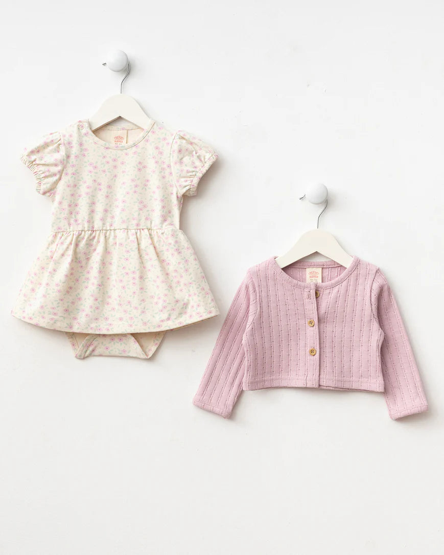 Molly Pink Floral Romper Dress Set