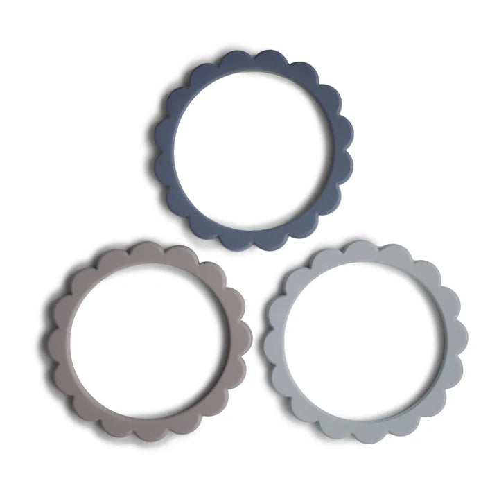 Flower Teether Bracelet - Steel/Dove Gray/Stone