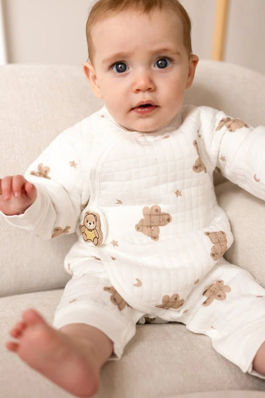 The Happy Bear Boucle Wrap Baby Grow Romper
