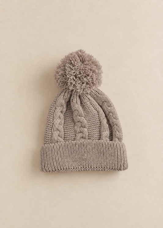 Pom Pom Cable Knit Hat