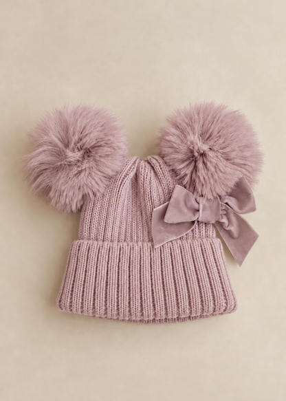 Pom Pom Bow Hat