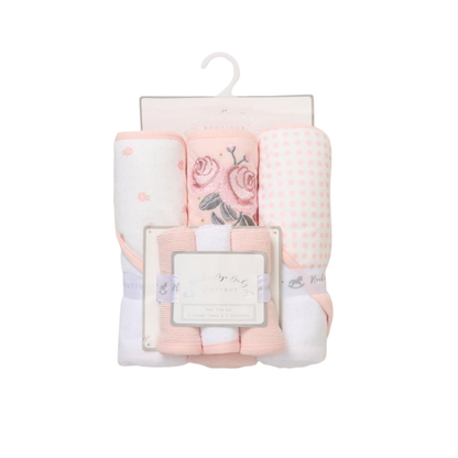 Roses Hooded Towels & Washcloths Set