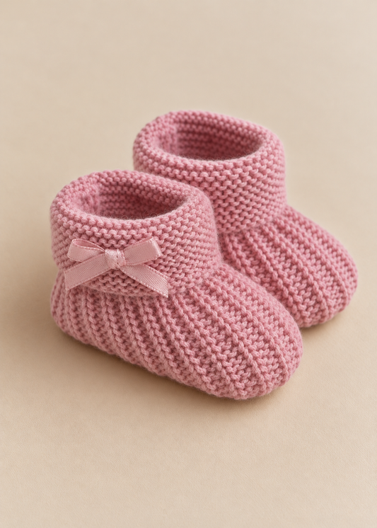 Dusty Pink Bow Booties