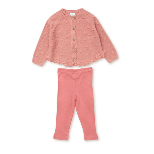 Fringe Knit Cardigan & Trousers