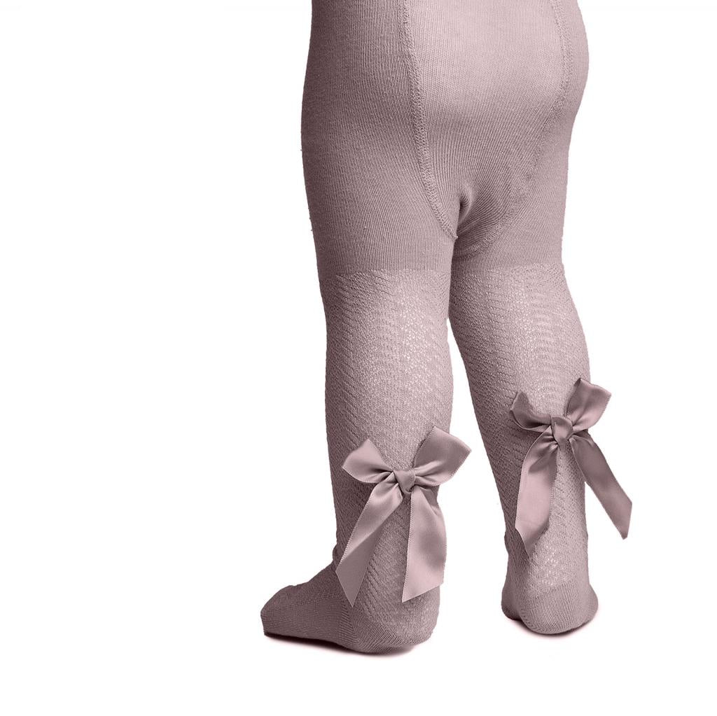 Jacquard Tights with Long Bow