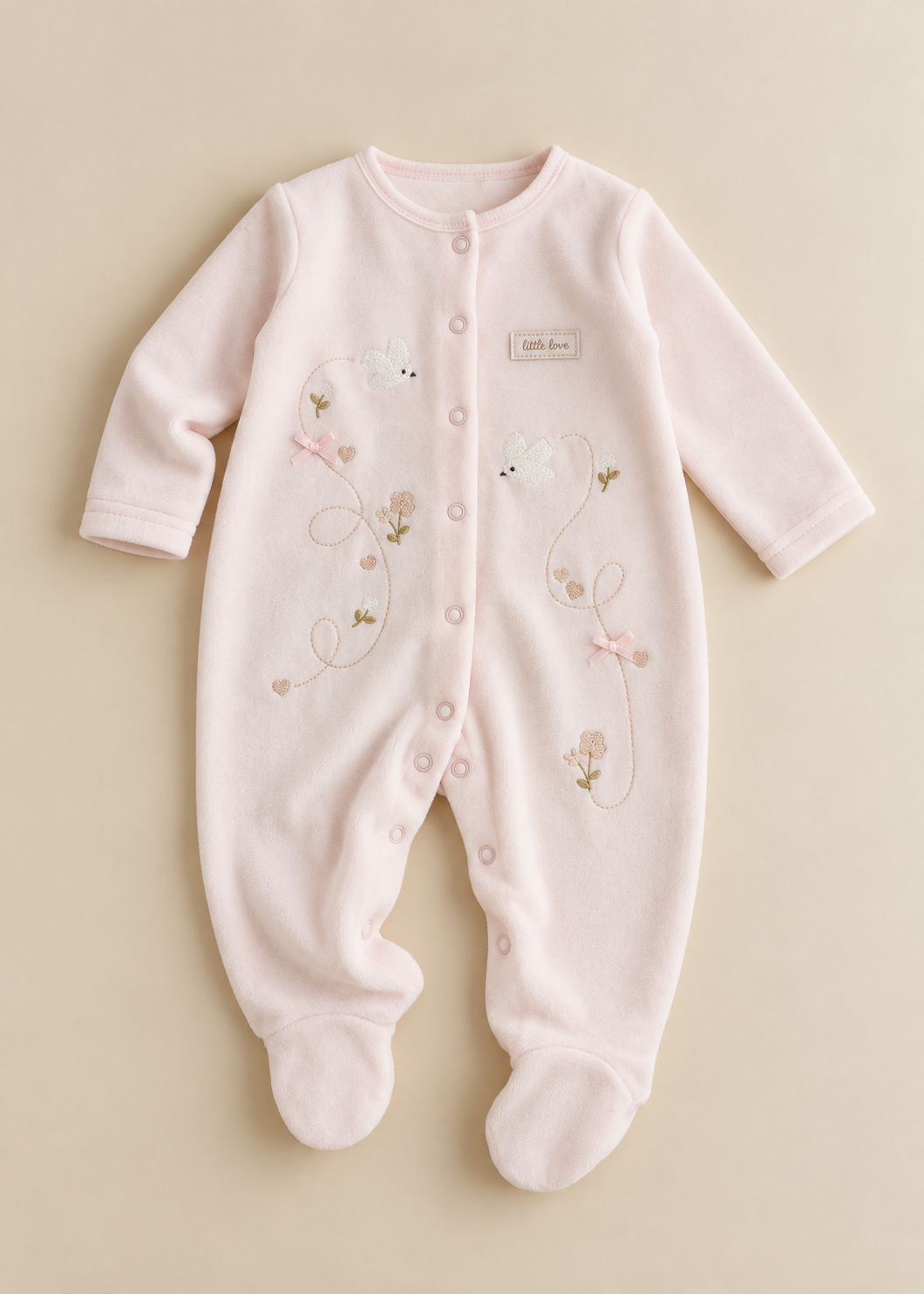 Bird Garden Velour Sleep-suit