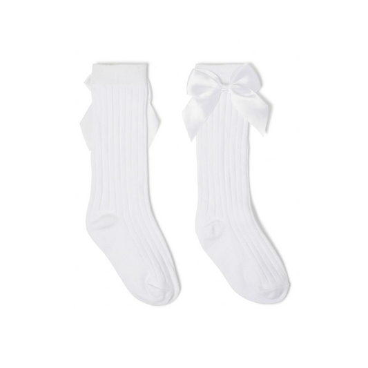 Ribbed Satin Bow Socks