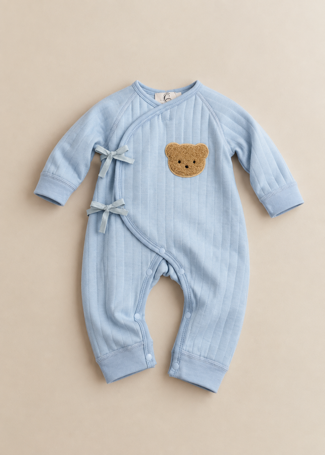 The Blue Teddy Bear Boucle Wrap Baby Grow Romper