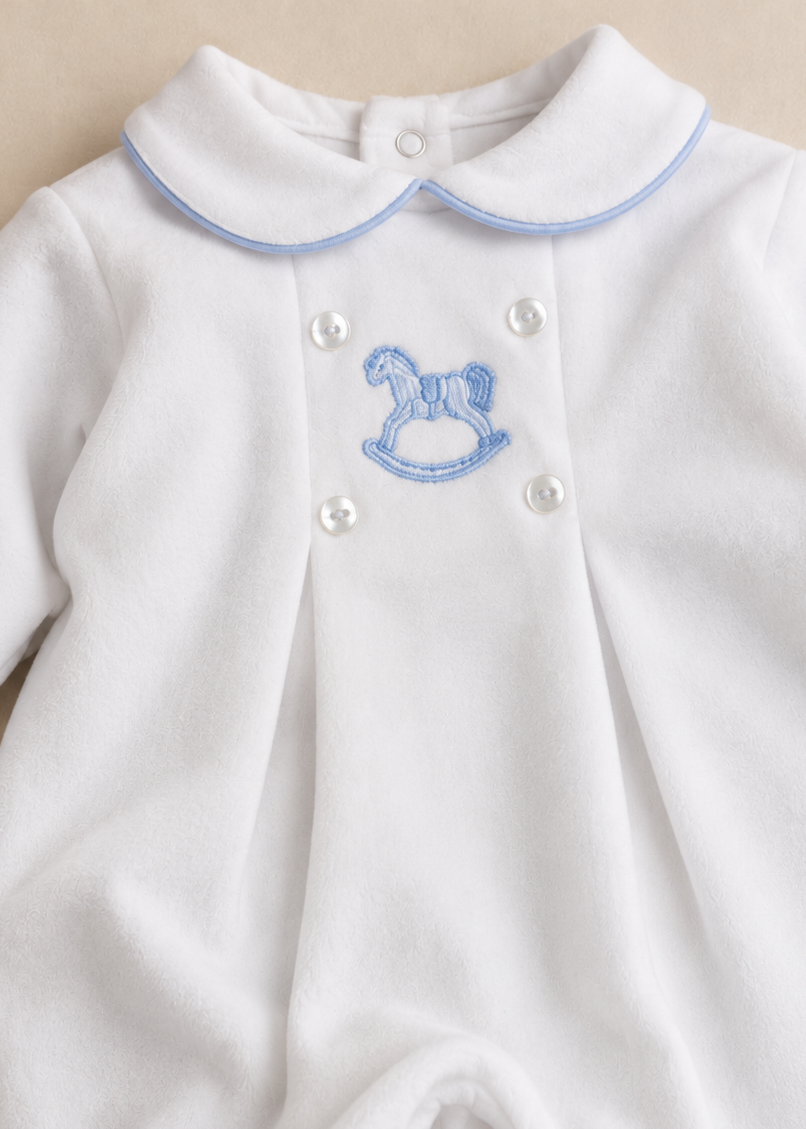 Rocking Horse Velour Sleepsuit